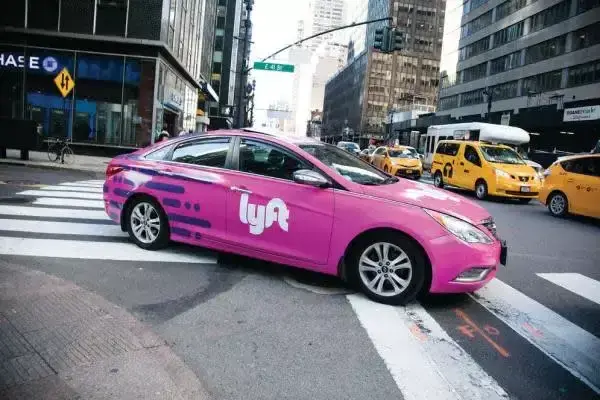 Lyft Cab pink hyundai elentra